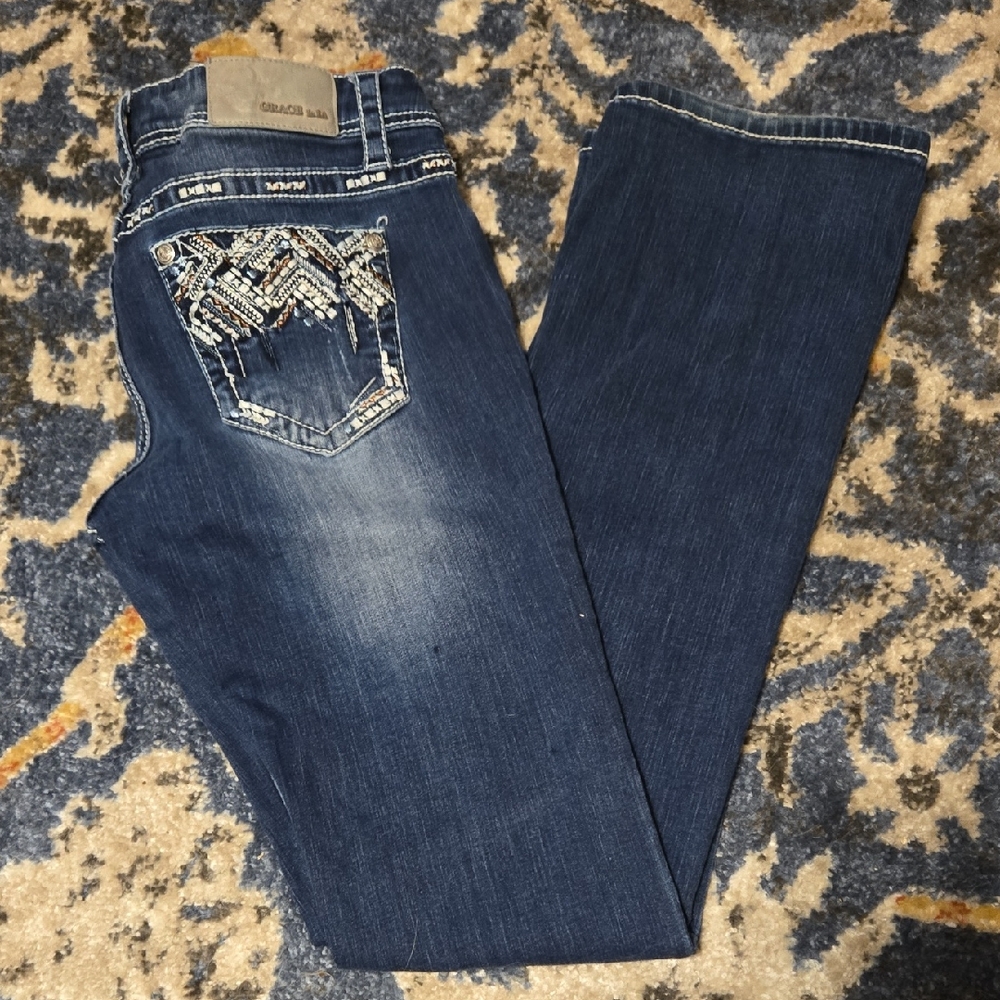 Grace in LA Women's Dark Blue Boot Cut Jeans